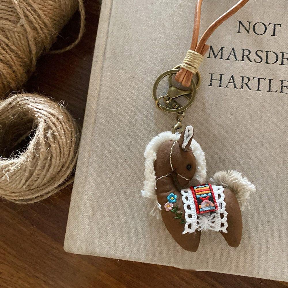 Stuffed Animal Horse Year Key Ring Cute Design Pony Pendant  Backpack Decoration
