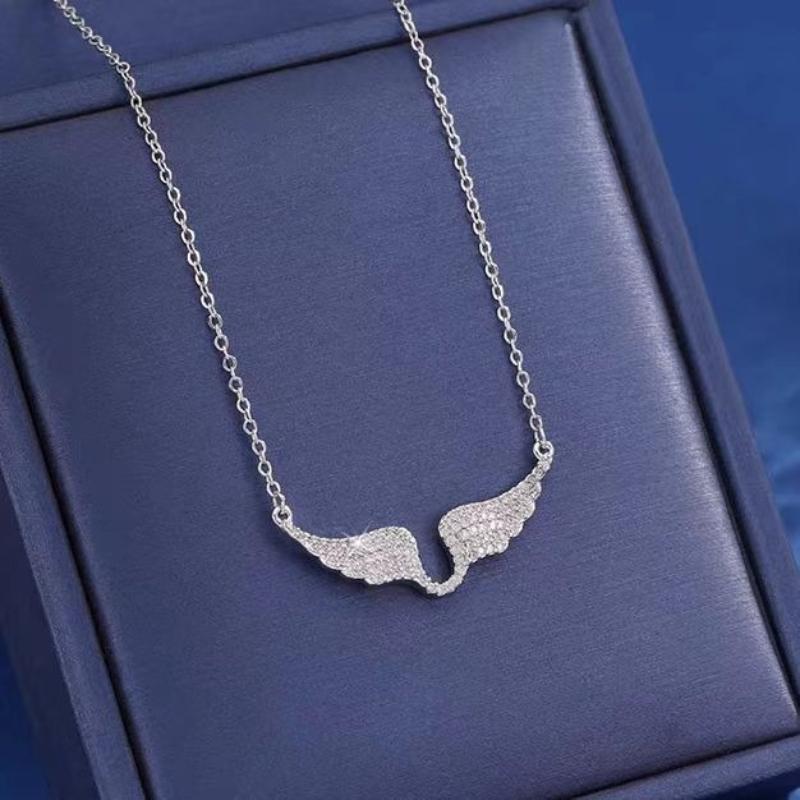 Angel Wing Rhinestone Inlaid Clavicle Necklace Fashion Charm Jewelry