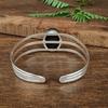 Black Onyx Oval Stone Cuff Bracelet, 925 Sterling Silver, Adjustable Three-Band Bangle