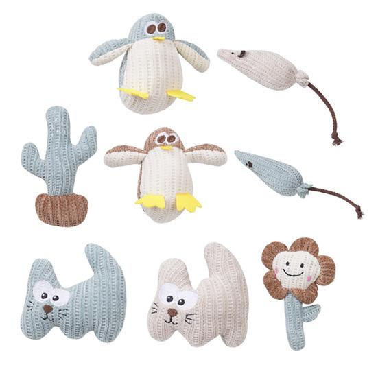 Cartoon Design Cat Toys Corduroy Fabric Tough Catnip Rattle Paper Cat Toy Soft Elastic Filling Interactive Chew Toy for Kittens and Adult Cats Indoor