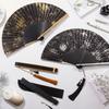 with Tassel Folded Fan 6inch Hand Hold Fan Portable Chinese Retro Fan  Gift