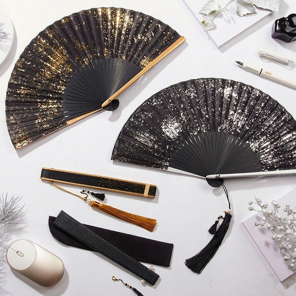 with Tassel Folded Fan 6inch Hand Hold Fan Portable Chinese Retro Fan Gift