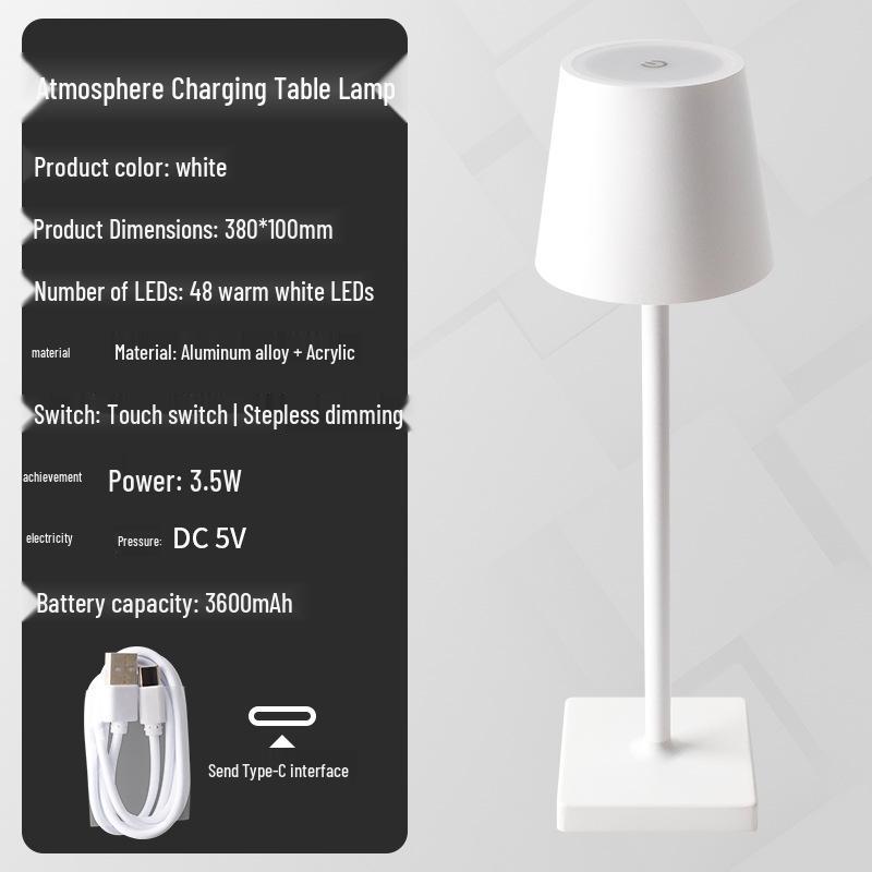 Rechargeable Touch Dimming Table Lamp - Decorative for Dining, Cafe & Bedside Night Light.