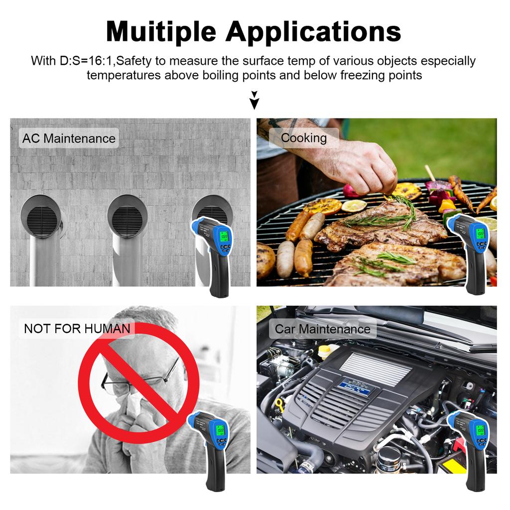 No-contact Infrared Thermometer Digital Thermal Imager , High Accuracy Industry Pyrometer Humidity Ambient Meter