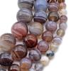 Natural Persian Gulf Agate Coffee Brown Banded Loose Round Beads for DIY Bracelets