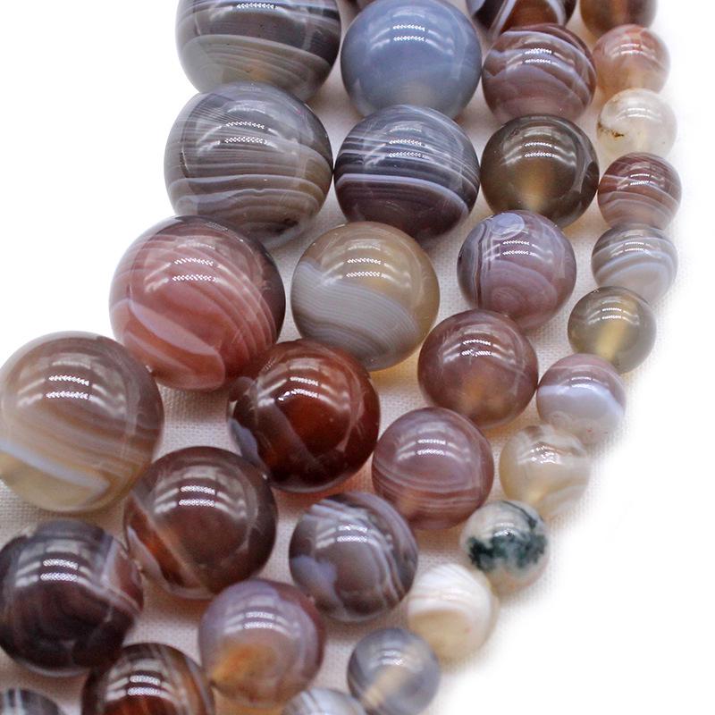 Natural Persian Gulf Agate Coffee Brown Banded Loose Round Beads for DIY Bracelets