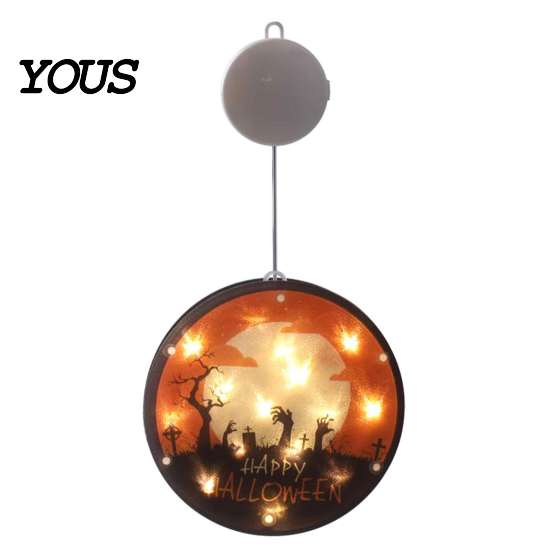 Easy Install Holiday Lighting Halloween Window Decor Light, Battery Powered Ghost Pumpkin Fairy Light String Lantern for Party, Spooky Hanging
