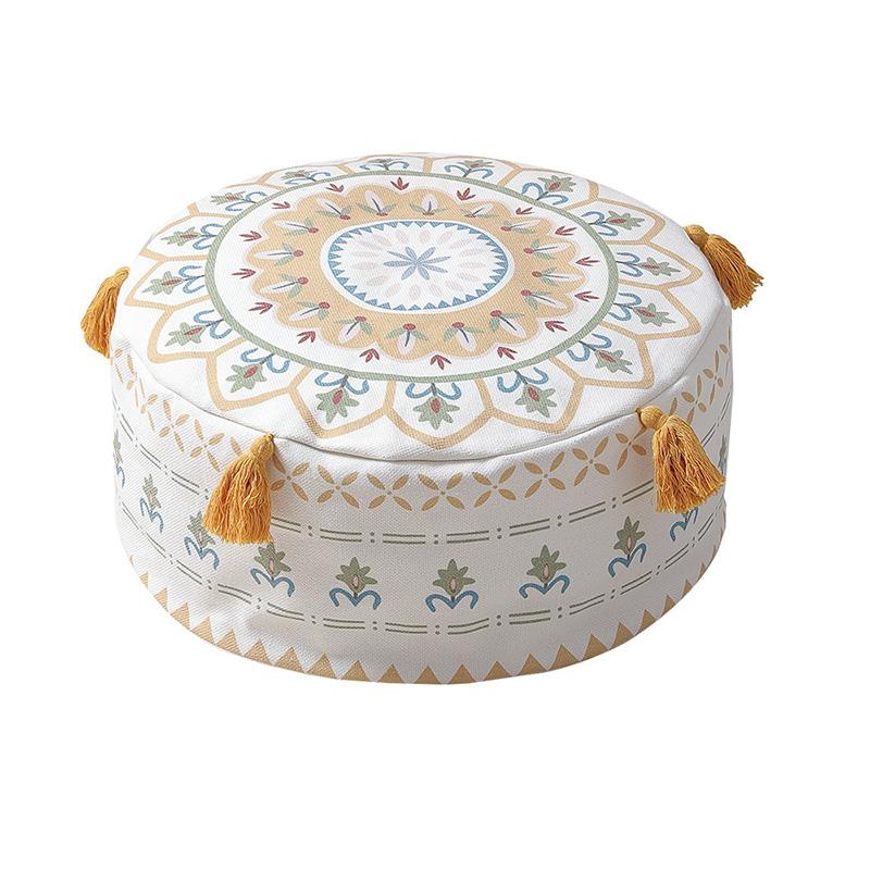Nordic Boho Unstuffed Ottoman Cover Round Pouf Seat Cushion Tatami Floor Sitting Pier Foot Stool Cover Balcony Living Room Decor