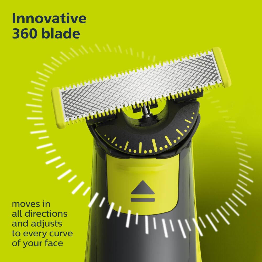 Philips Norelco OneBlade 360 Genuine Replacement for Electric Shavers and Durable Stainless Steel Trim Edge Shaving Kit Blades, Face/Body Kit,