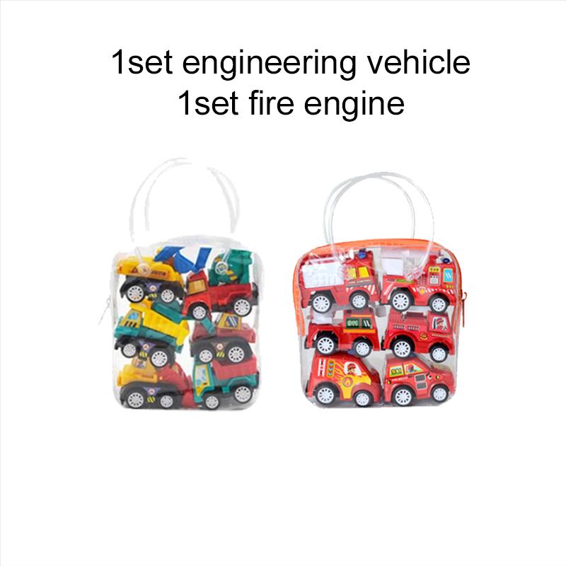 2set Children Pull Back Car Toy Set Cartoon Cute Style Play Vehicles Mini Inertial Engineering Vehicles for Kids Gifts TMZ