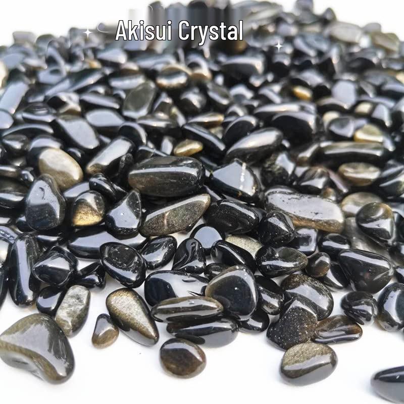 Natural Gold Obsidian Stones for Aquarium, Landscape, Flower Pot Decoration, and Purification, Demagnetization Stone