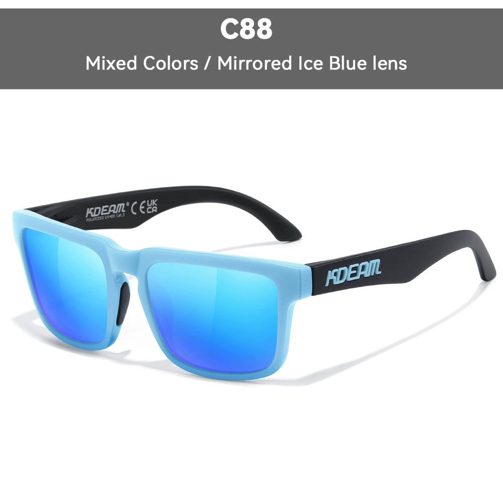 KDEAM Brand Men Square Polarized Sunglasses Colorful Design Cool Fashion Women Shades Summer Sun Glasses Mirrored Coating Lens