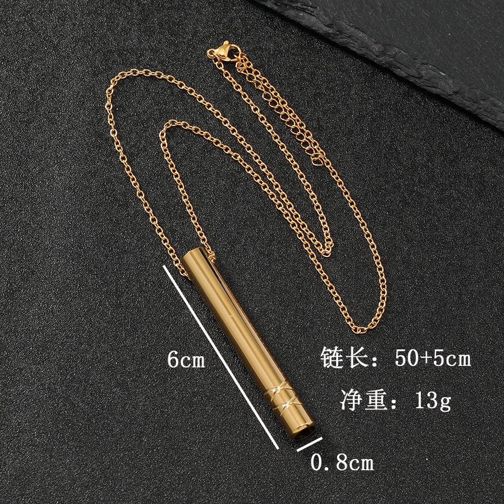 Crossline Whistle Pendants Mindfulness Meditation Necklace For Women Men Stainless Steel Breathable Stress Relieving Jewelry
