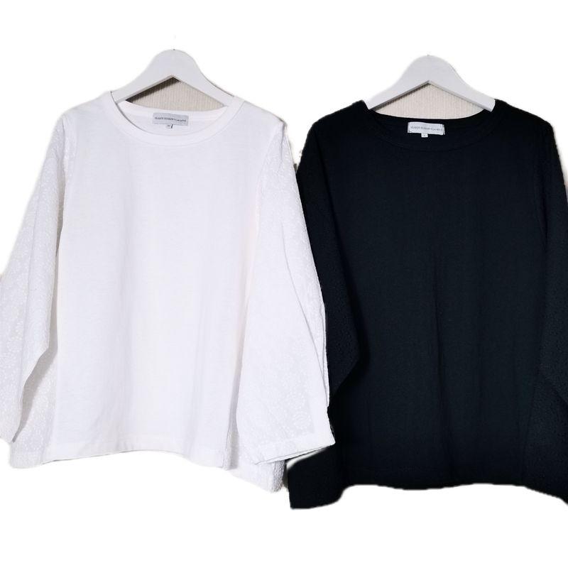 Export Original Single round Neck Pullover Pure Cotton Embroidery Stitching Eight-Quarter Sleeve Shirt Women's Short Loose-Fitting Casual T-shirt