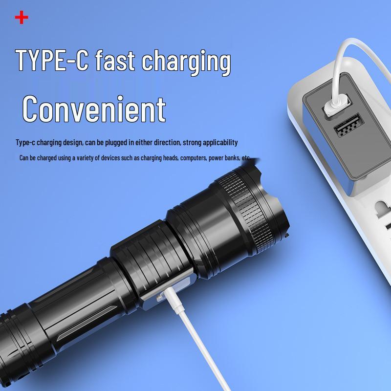 Rechargeable Zoomable Flashlight: Long-Range, Portable, Digital Display for Outdoor, Household, and Emergency Use