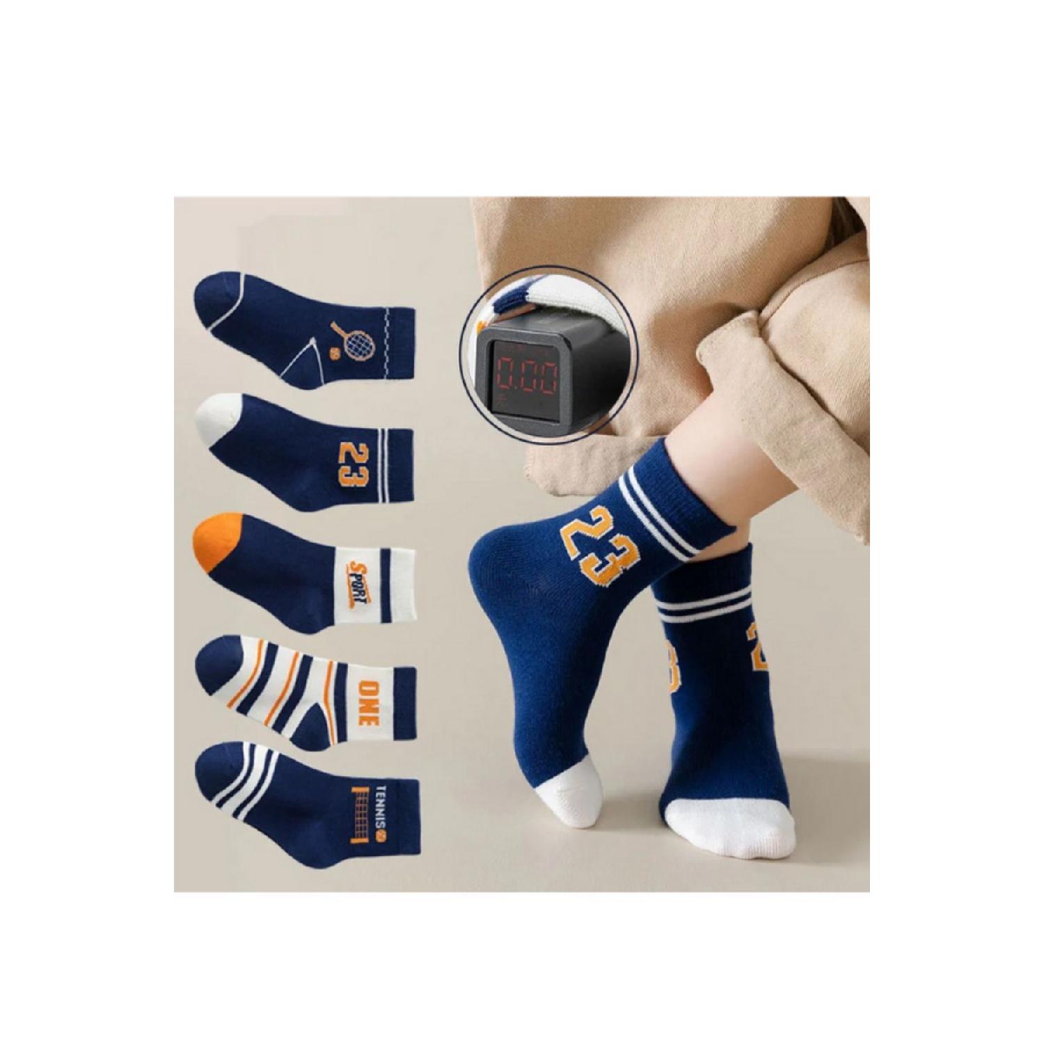

5 Pairs Of Tennis Player Patterned Baby Socks And Children s Socks Special Tennis Player Series 6-12 Ay синий белл