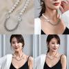 Steel Titanium Double Smiley Face Pearl Necklace Unisex Trendy Jewelry For Fall Winter Wear