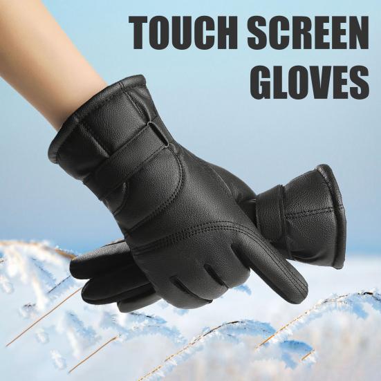 1 Pair Thermal Riding Gloves Waterproof Windproof Touchscreen Gloves Thermal Fleece Running Ski Work Motorcycle Gloves for Cold Weather