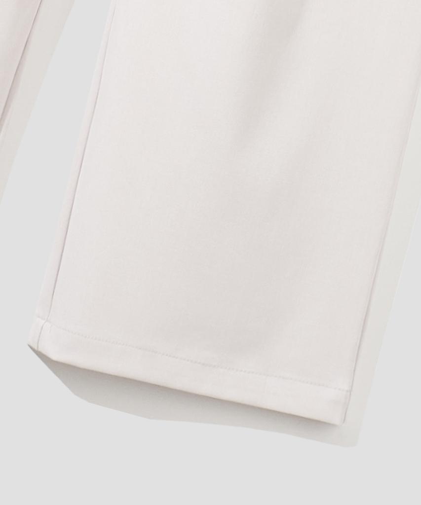 AGOD Single-Pleat Wide Elastic Waist Slacks [Cream]