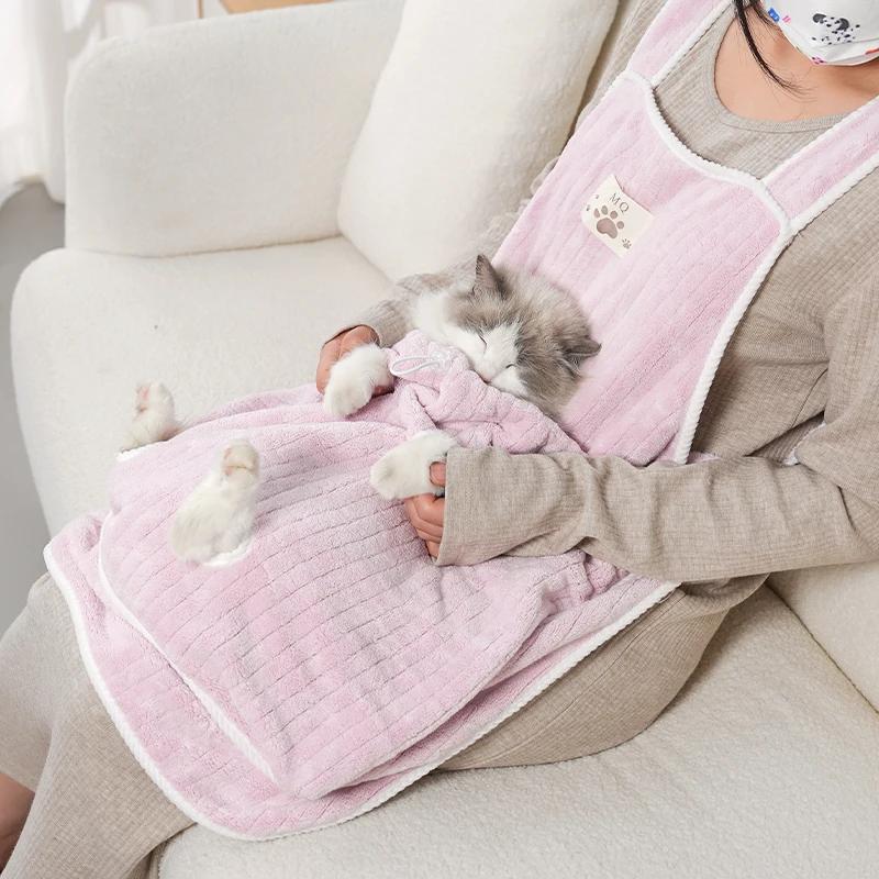 

Petting Pet Travel Sleep Bag Cat Carrier Pouch Dog Puppy Bag Plush Outdoor Shoulder Bag Comfort Transport Bags for Cats Apron L-80X64cm лавандовий