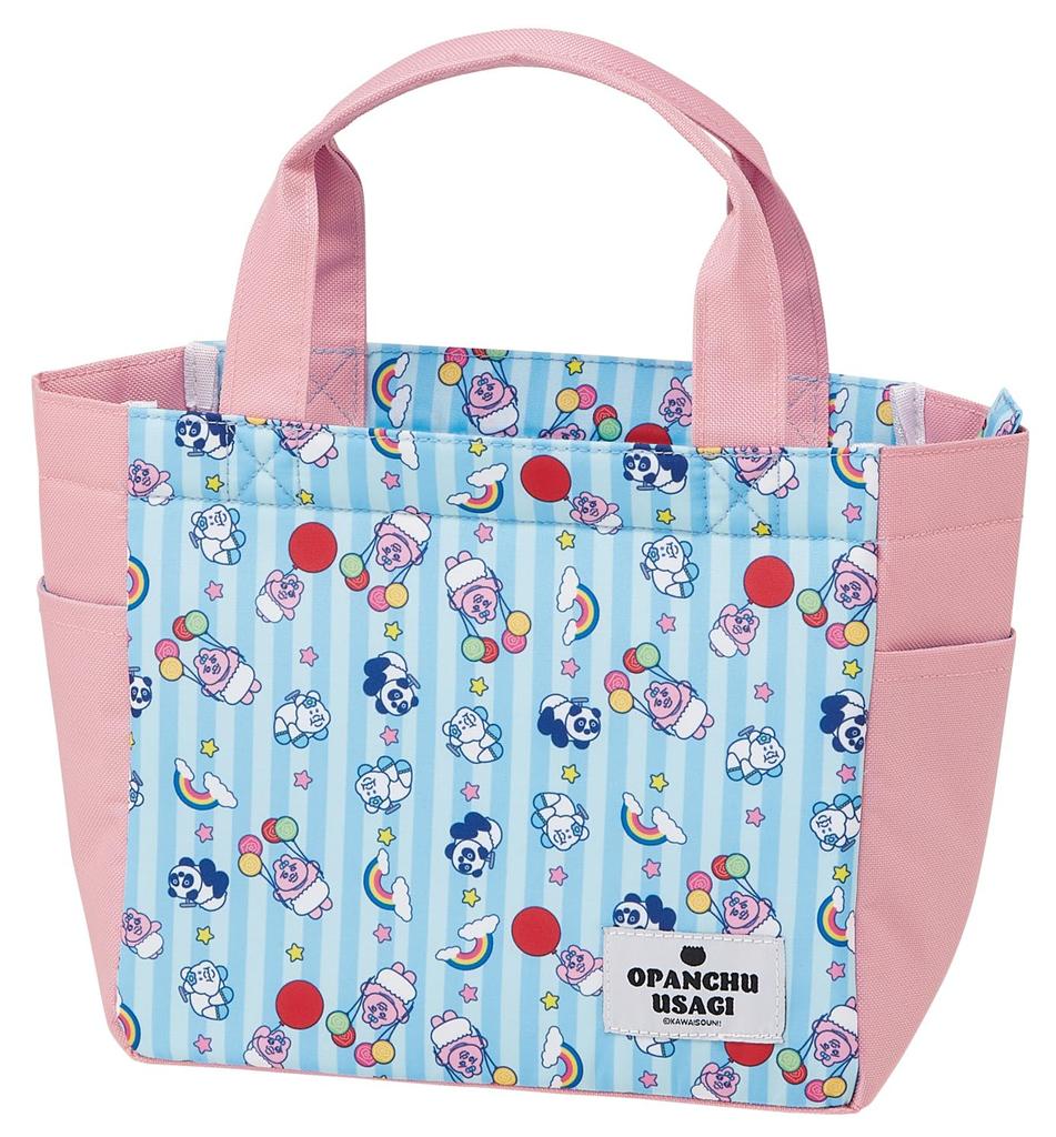 Skater Lunch Bag Tote Retro Amusement Park Stripe Bag, Large, Insulated, "Pants Rabbit" APCL11-A