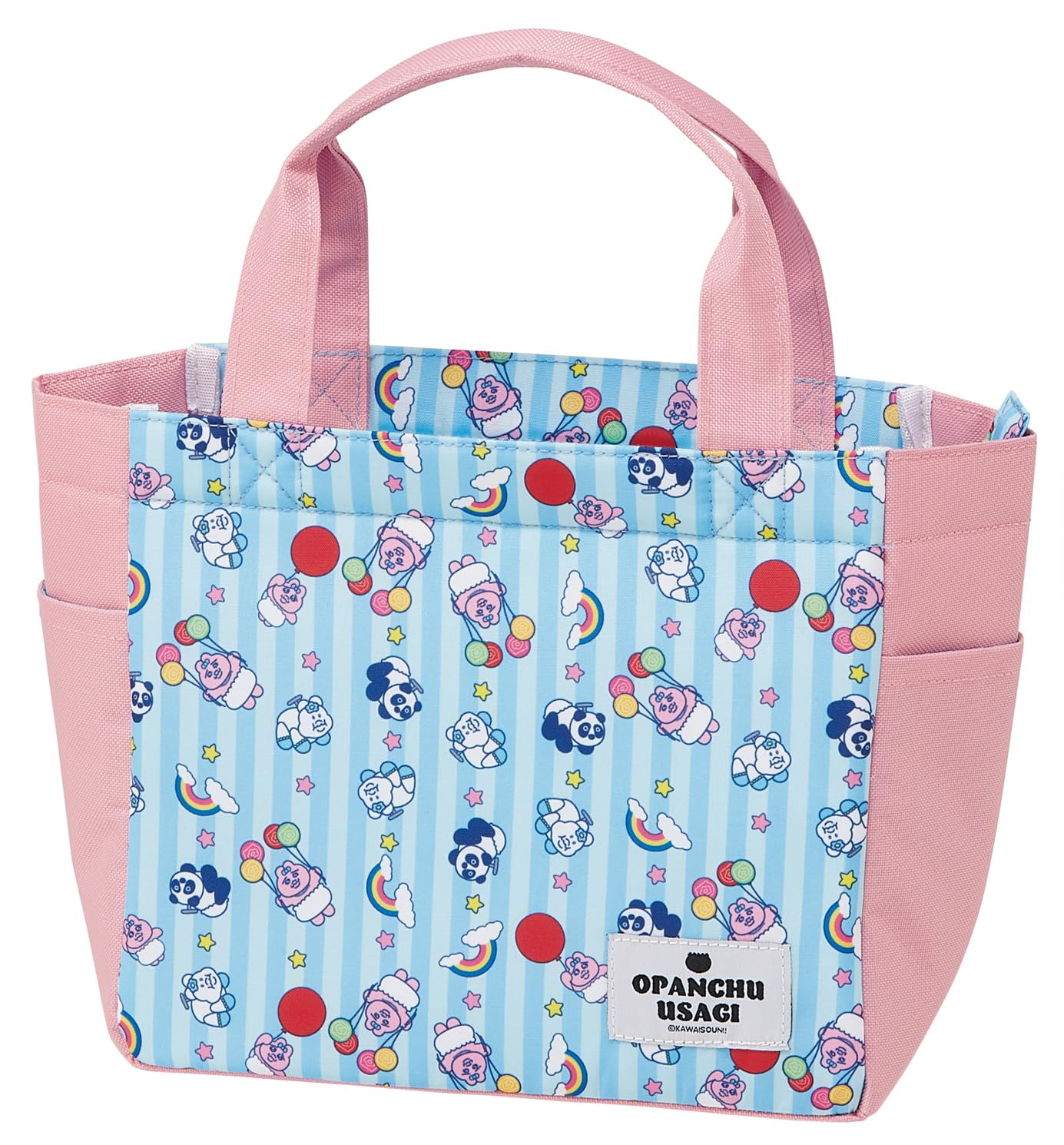 Skater Lunch Bag Tote Retro Amusement Park Stripe Bag, Large, Insulated,  Pants Rabbit  APCL11-A
