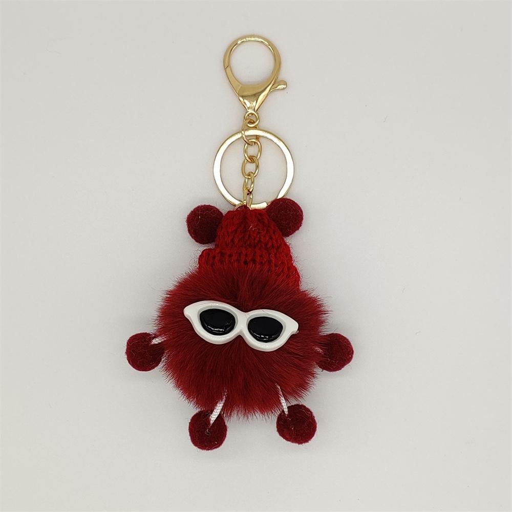 Niedliche bunte Plüschraupen Schlüsselanhänger mit Sonnenbrille Weicher Kaninchenfell Tier Pompon Anhänger Mit Schlüsselringen Für Damen Handtasche
