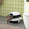 Closed Cat Litter Box with Lid, Scoop and Deodorizer, Foldable Design, 52x41x38 cm, White and Black