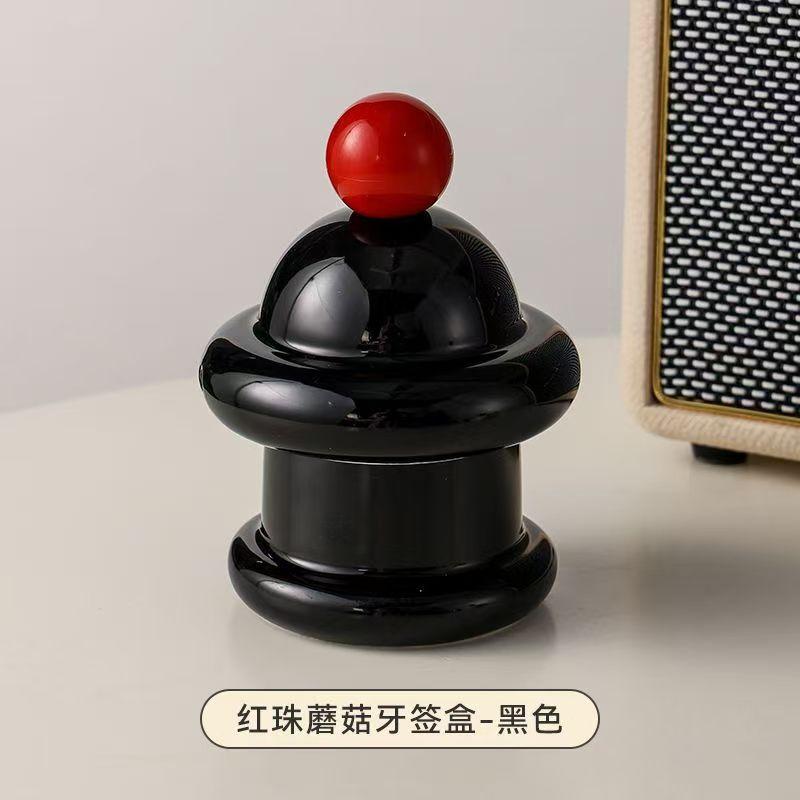 Cream Style Ceramic Toothpick Jar Cartoon Color Contrast Toothtip Holder Household Storage Good Cotton Swab Jar with Hand Gift