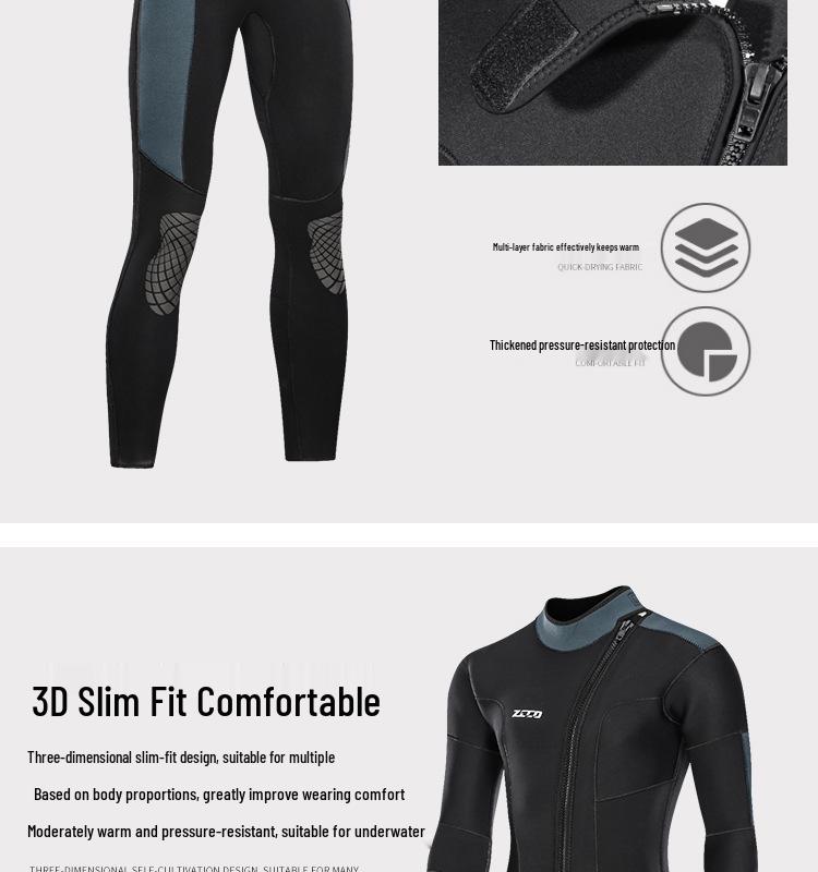 ZCCO 5mm Herren Ganzkörper-Neoprenanzug: Warmer Taucher-, Winterbade-, Surf-, Schnorchelanzug