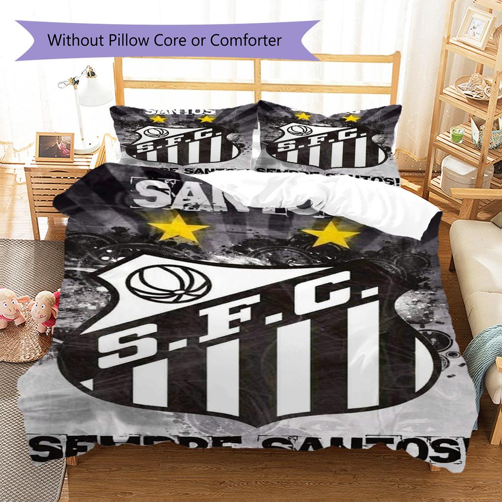 Santos FC Pattern Bedding Set Quilt Cover Pillowcase Home Decor Gift (1 * Duvet Cover + 2 * Pillowcase, Without Core)