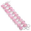 Pink Chalcedony Gemstone 925 Sterling Silver Bracelet 7-8"