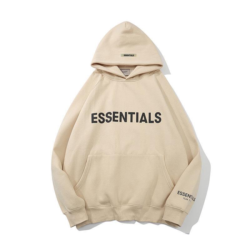 

FOG Essentials Reflective Letter Hoodie - Unisex Trendy Loose Fit with Velvet Lining. L абрикосовый