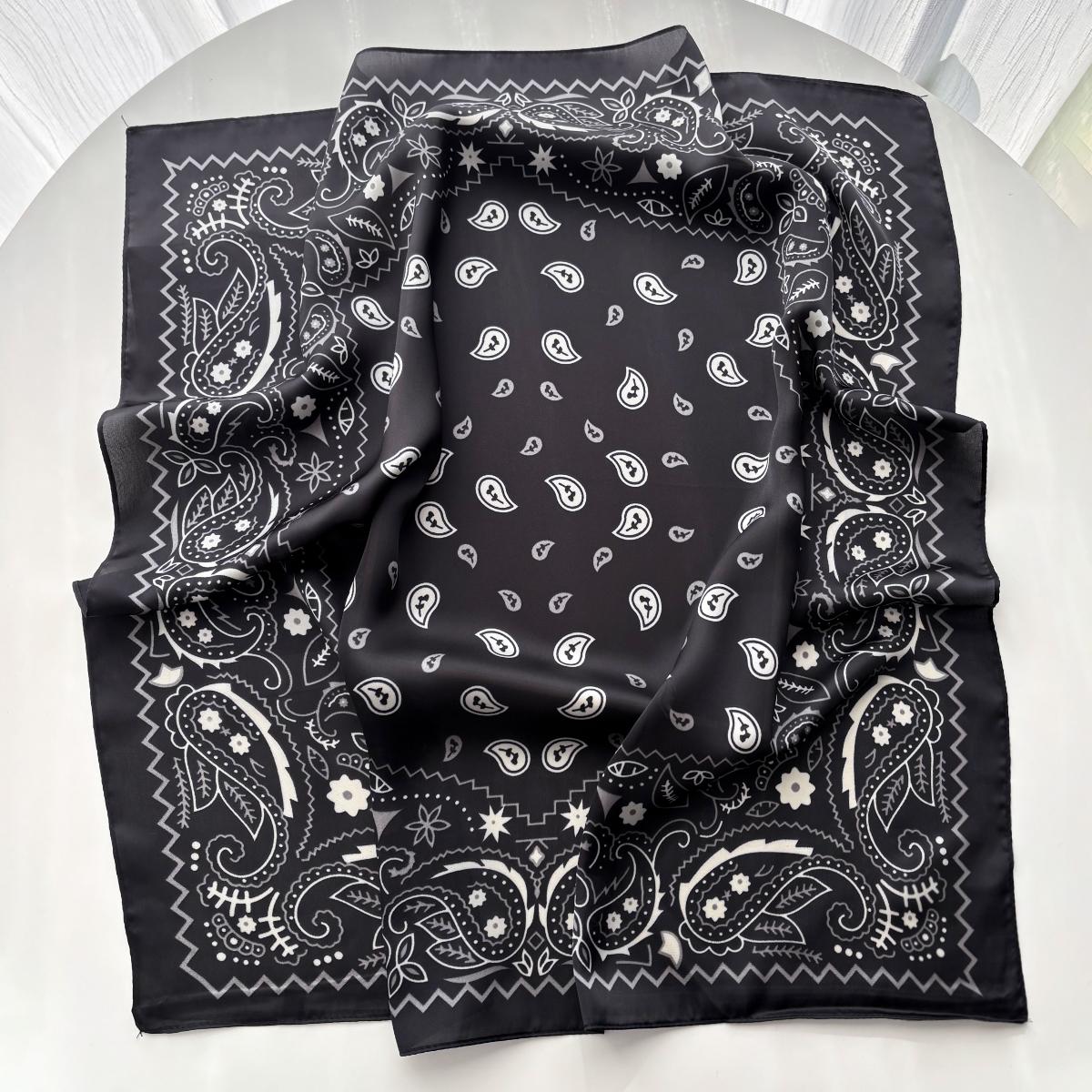 

Paisley Printed Square Scarf For Women Elegant Imitation Silk Scarves Bandanas Retro Hijab Neckerchief Luxury Shawl Wraps