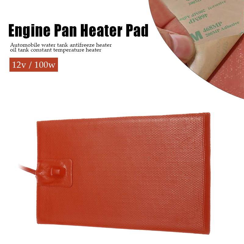 12V 100W Universal Car Engine Oil Pan Sump Tank Heater Pad Silicone Heating Plate Antifreeze Oil Tank Fuel Tanks Heating Plate