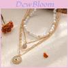 Vintage French Pearl Necklace With Geometric Alloy Pendant For Women
