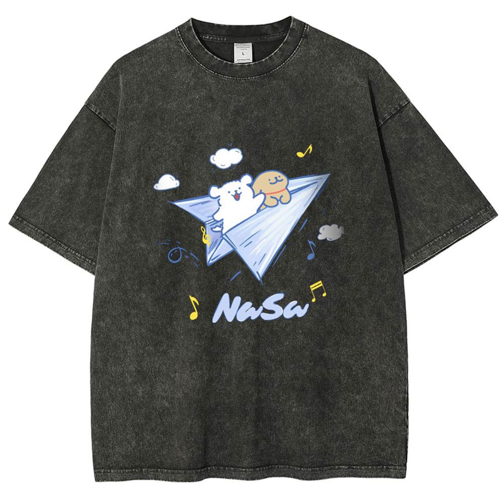 Japanische Cartoon Usachi Grafik T-Shirt Mann Frau Vintage Gewaschen Übergroß Kurzarm T-Shirt Tops Y2k Kleidung Sommer