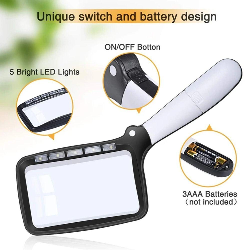 Lupa se 5 LED světly Zvětšení 3x Stmívatelná funkce Lupa Ergonomie 2 režimy 3X Lupa
