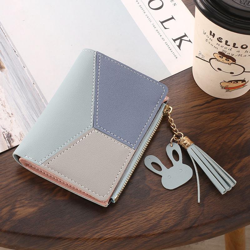 

2024 Women s Ultra-Thin Short Wallet: Korean Multi-Card Slot Design for Students and Ladies сірий колір/синій