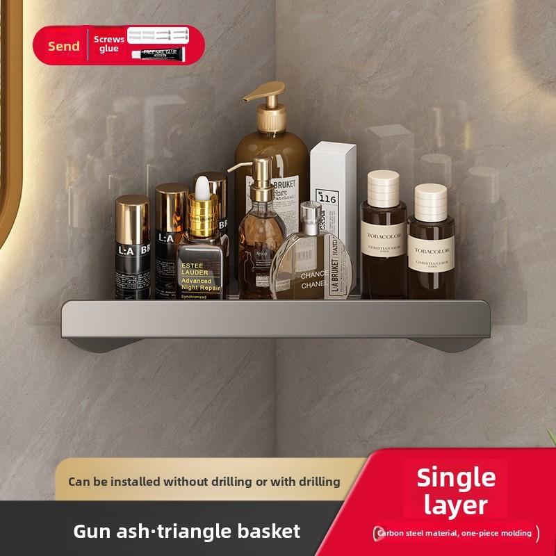 Wall Mount Corner Bathroom Shelving Unit With Antipunch Design For Toilet And Kitchen Storage