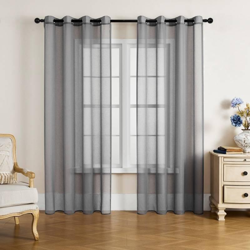Color Modern Solid Light Transmission Curtain Bedroom Living Room Sheer Semi