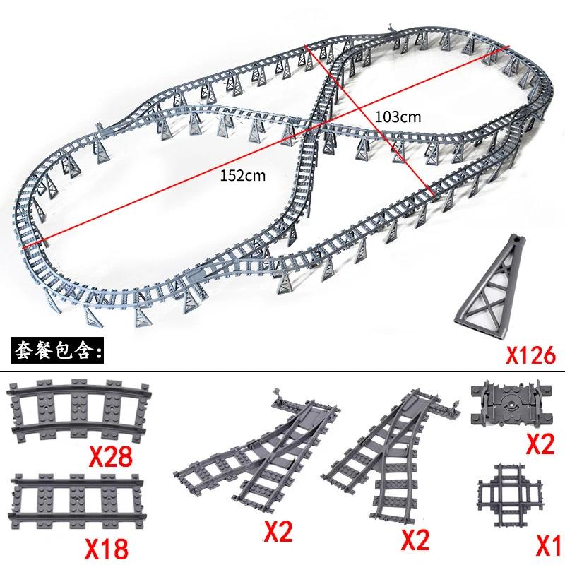 Compatible With LEGO MOC Railroad Bridge Train Track Combination Scene Building Blocks DIY Cross Track Bricks Toys Rail Car