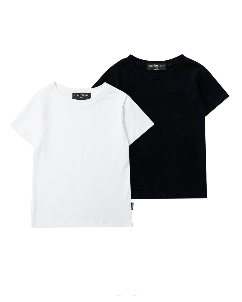 Muamuua [2Pack] Slim Fit Regular Short Sleeve T-Shirt Black/Free
