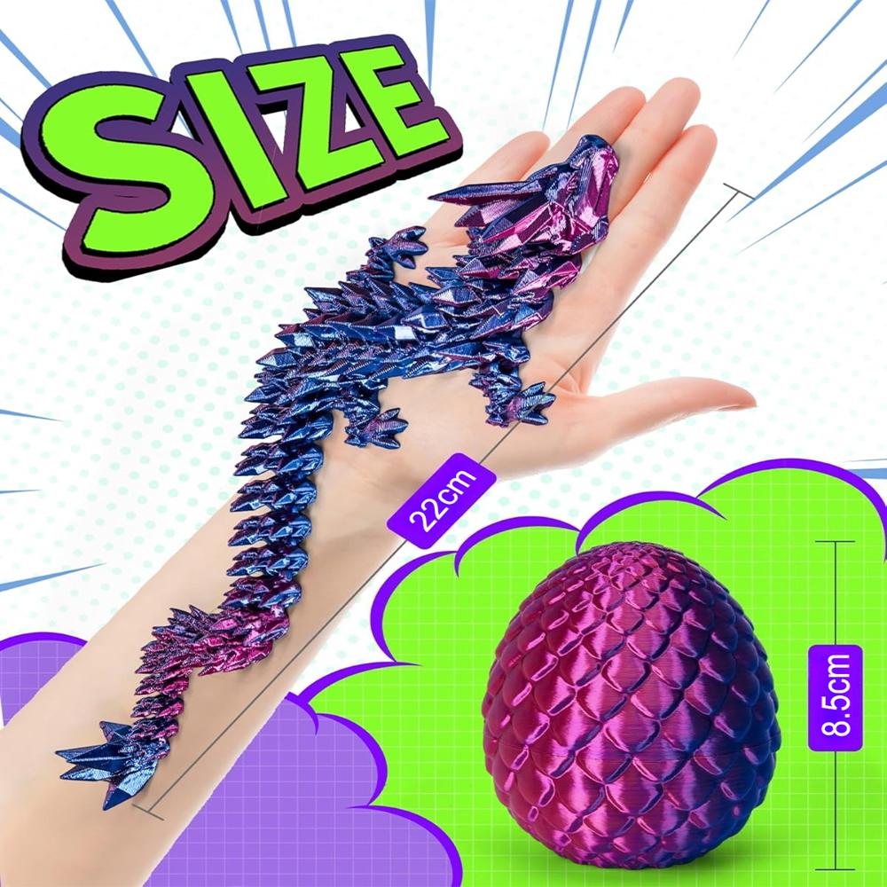 Maat 3D Dieren Geprint Speelgoed Draak Slang met Ei in Fidget 3D A Printen Geprint Huis Kantoor Bureaublad Decoratie Dieren Speelgoed