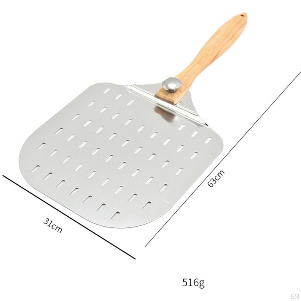 Pala per Pizza Durevole in Acciaio Inossidabile con Manico Ergonomico in Legno