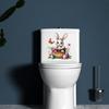Paas Leuke Konijn Toilet Sticker Waterdichte Toiletbril Deksel Sticker Cartoon Konijn in Vlechtmand Lezend Toiletbril Cover Sticker voor Badkamer Huis