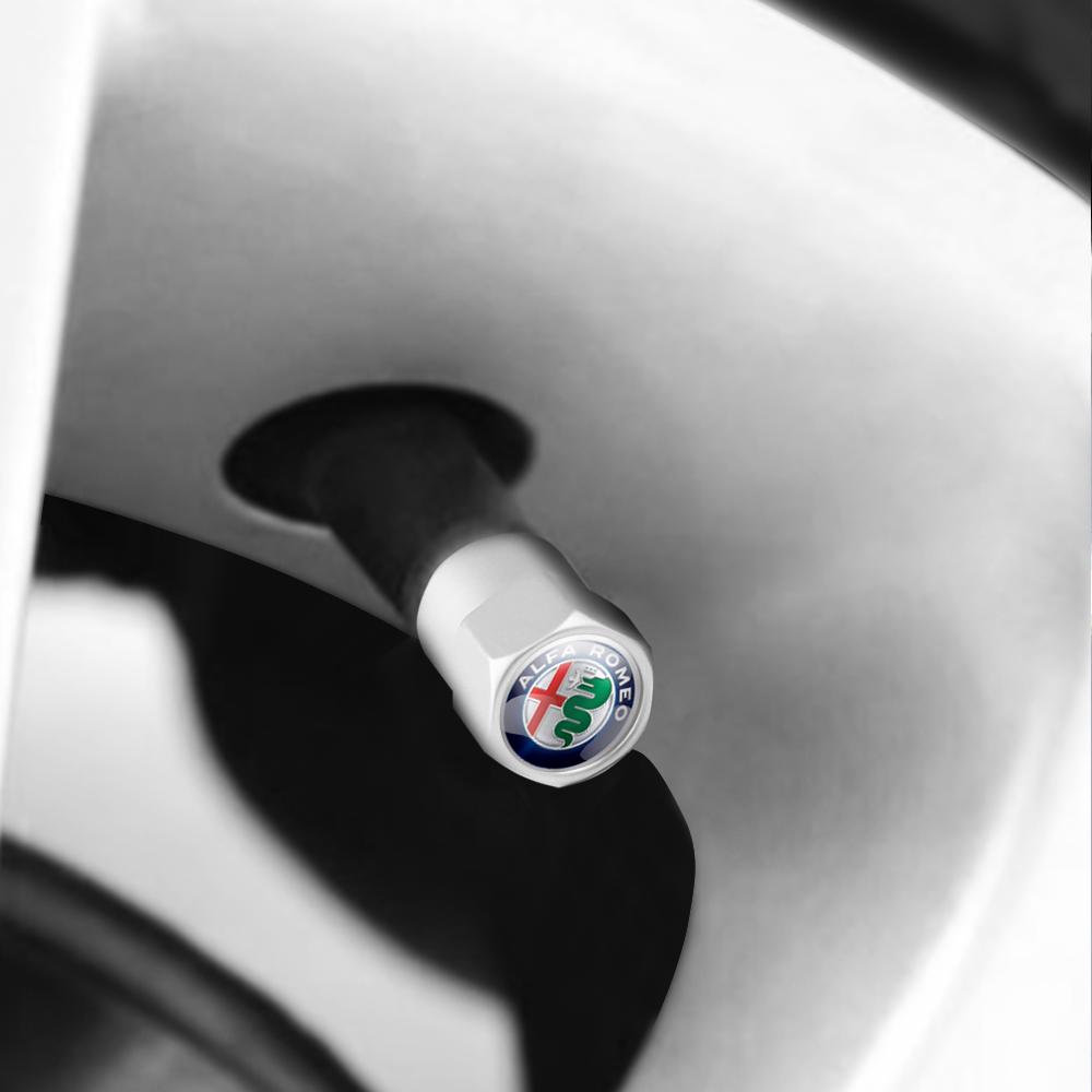 ZHA3 Car Wheel Tire Valve Caps Tyre Stem Caps Bolt-In For Alfa Romeo Giulia Stelvio Quadrifoglio Giulietta 156 159 147 Mito Tonale GT