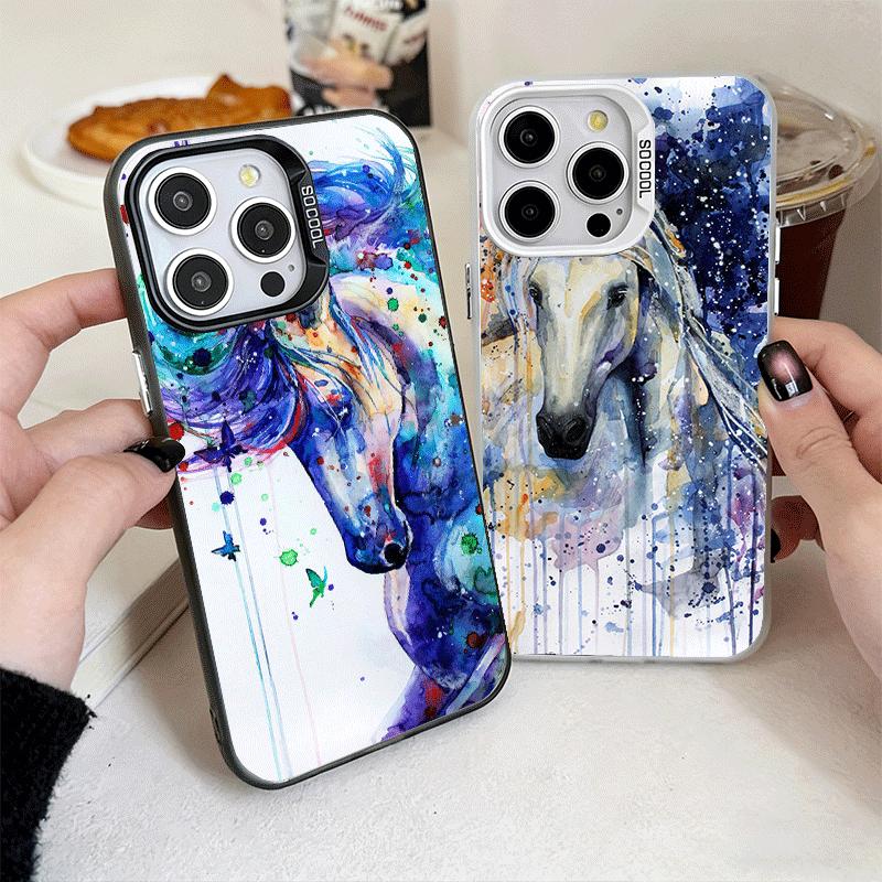 Oil Painting Horse Soft Phone Case for iPhone 15 16 17 Pro Max 17Air 16E 14 Plus 13 12 Mini Shockproof Cover Back Shell