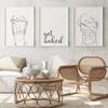 Bathroom Wall Decor Canvas Painting Get Naked Sign Canvas Art Poster One Line Sexy Woman Drawing Canvas Picture Fashion Painting