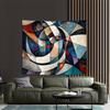 Large Abstract Geometric Tapestry Canvas Wall Hanging Modern Contemporary Art Decor Prints for Living Room Bedroom Home Accent